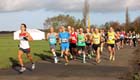 Conrad Franks (Gateshead) leads at the start of the Newcastle Town Moor Marathon. Photo: David T. Hewitson/Sports for All Pics